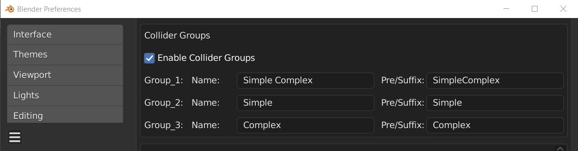 Preferences related to Collider Groups