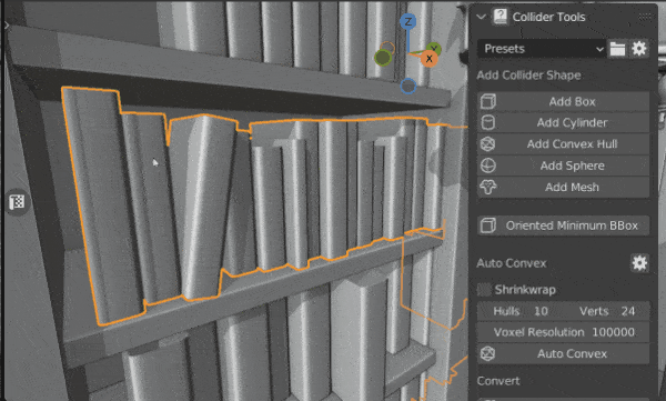 Gif showing the creation of an oriented minimum box collider