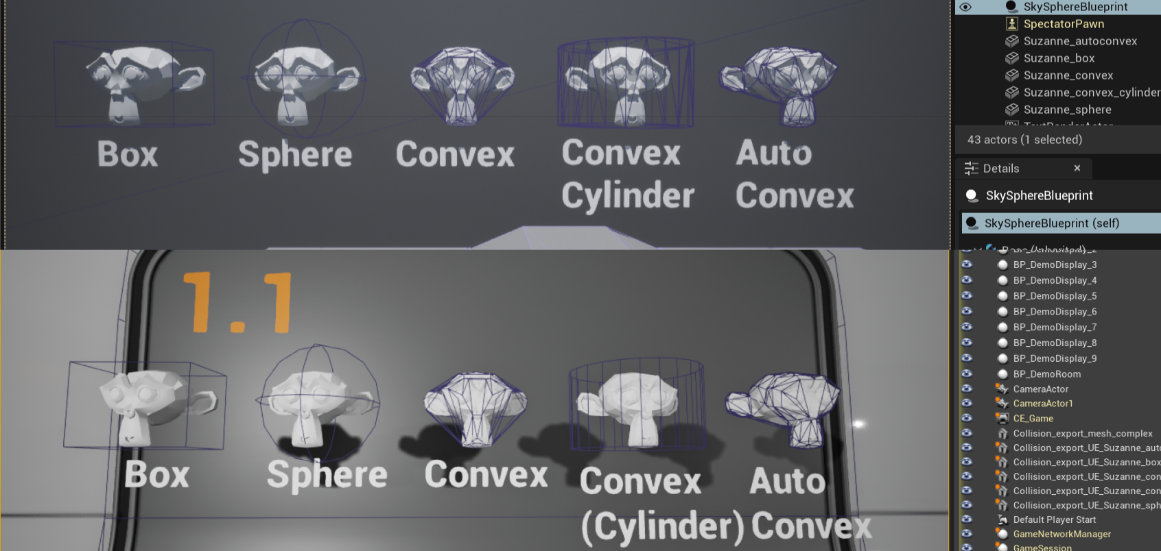 Supported Simple Collision shapes imported to UE4 and UE5