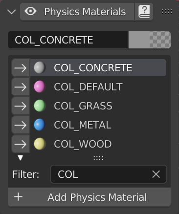 Side panel for physics materials