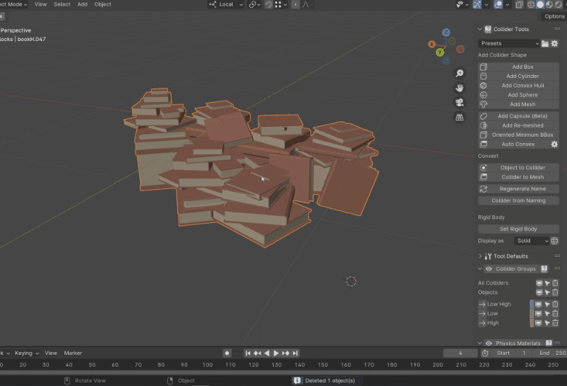 Gif showing the creation of a mesh collider