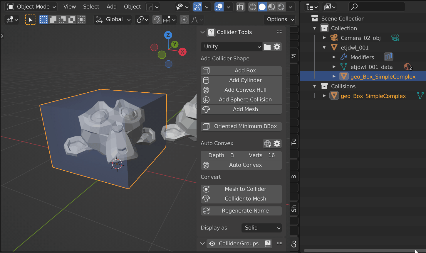 Gif showing the regeneration of a collider name